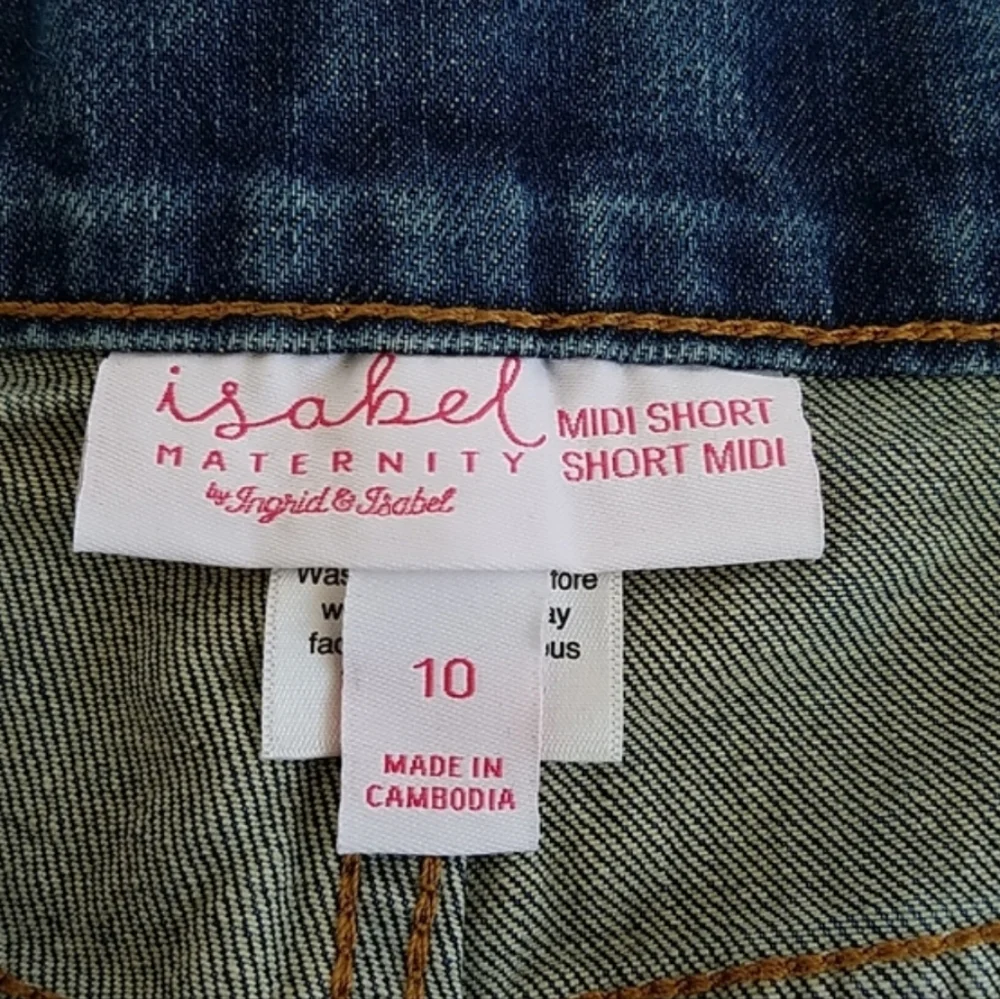 Isabel Maternity Side Panel Maternity Denim Shorts Blue Size 10/30